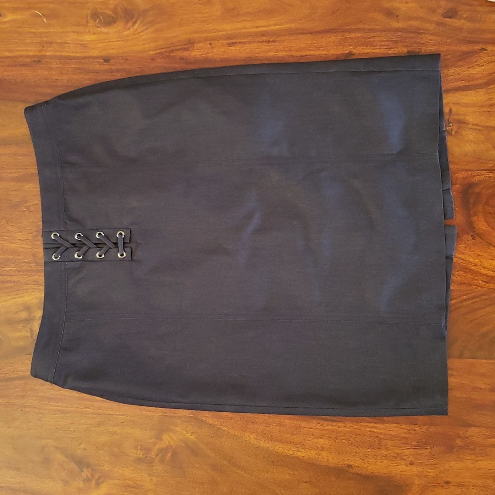 TALBOTS Dark Denim Lace‑Up Grommet Pencil Skirt SIZE 10 - Picture 3 of 14